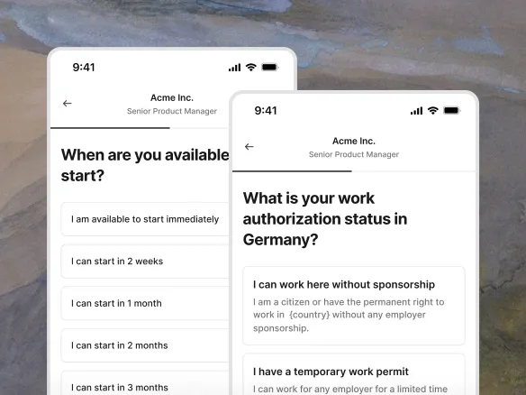 Mobile application form on a TalentGleam careers page with LinkedIn and CV upload options