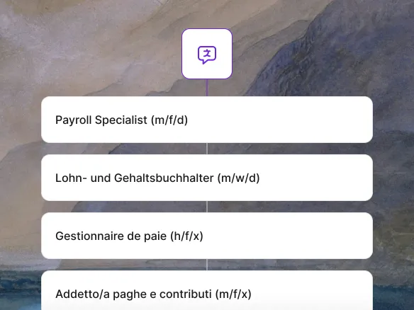TalentGleam careers page with multilingual job listings filtered by department and location