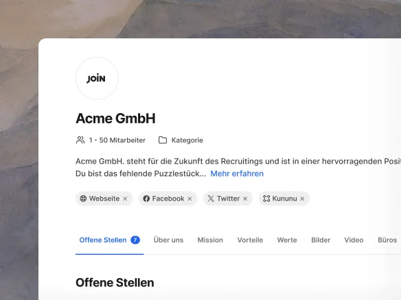 TalentGleam Karriereseiten-Builder mit gebrandeten Stellenanzeigen