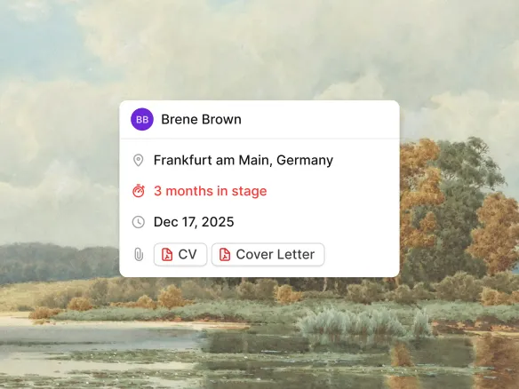 Pipeline analytics view in TalentGleam showing time-in-stage and conversion rates per pipeline stage