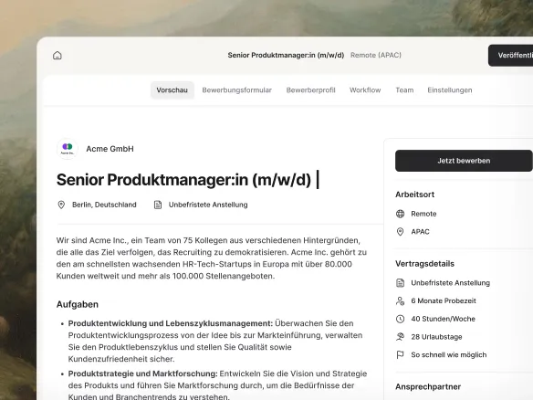 Geführter Assistent des KI-Stellenanzeigen-Generators von TalentGleam