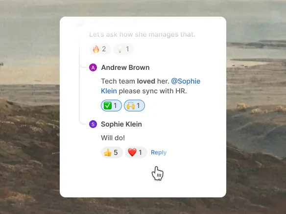 TalentGleam candidate notes with team mentions