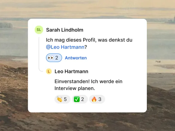 TalentGleam Kandidaten-Notizen und Zusammenarbeit im Hiring-Team