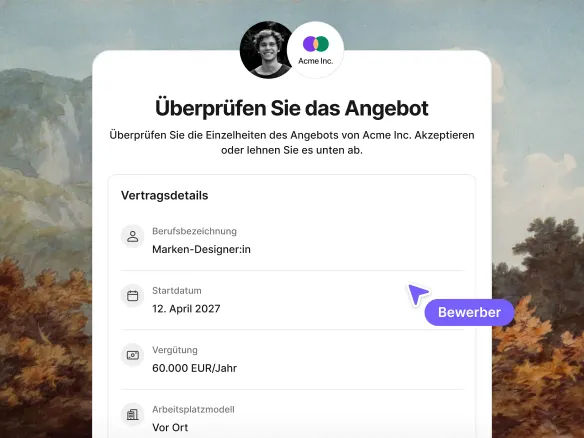 TalentGleam Vertragsangebot in einem Kandidat:innenprofil
