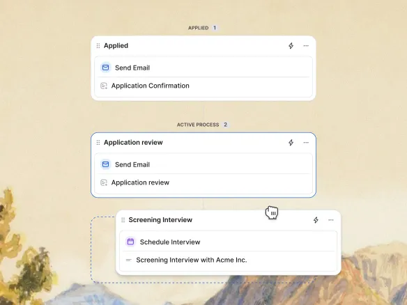 TalentGleam recruitment automation visual workflow editor
