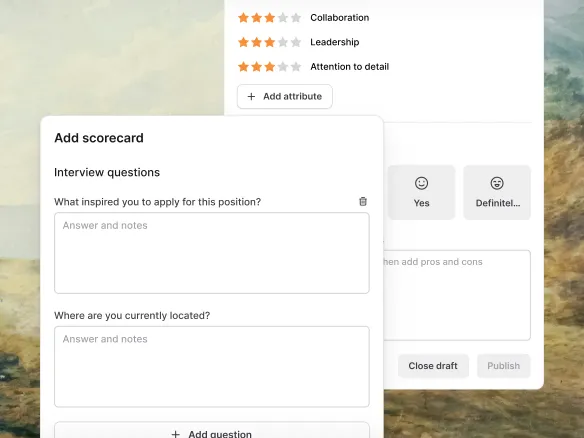 TalentGleam showing a structured interview scorecard