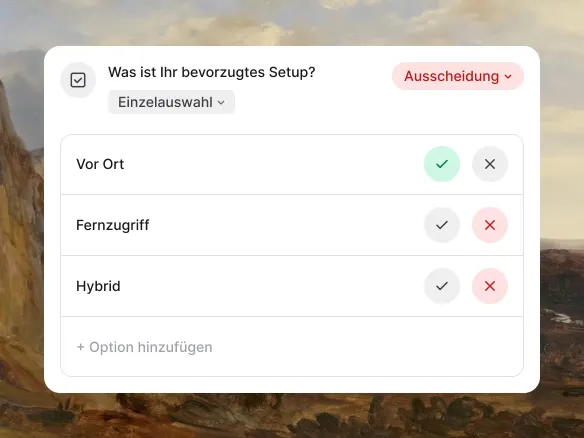 TalentGleam zeigt Screening-Fragen für eine Gesundheitsrolle