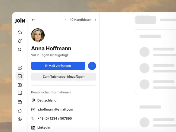 Talentpool-Ansicht in TalentGleam mit gespeicherten Kandidaten, getaggt nach Rolle und Skill