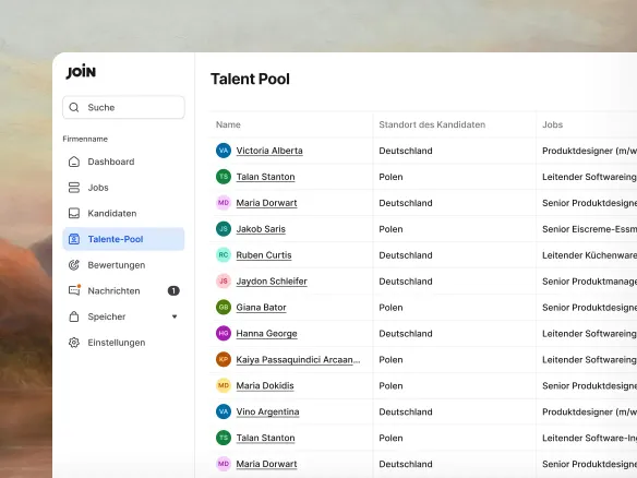TalentGleam Talentpool früherer Kandidaten, bereit zur erneuten Ansprache